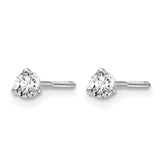 14k White Gold 1/5 carat Lab Grown Diamond VS/SI+ G+ Round Complete Three Prong Screwback Stud Earrings